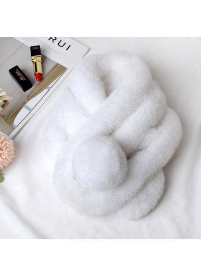 Faux Rabbit Fur Scarf Warm Collar SnoodWhite White