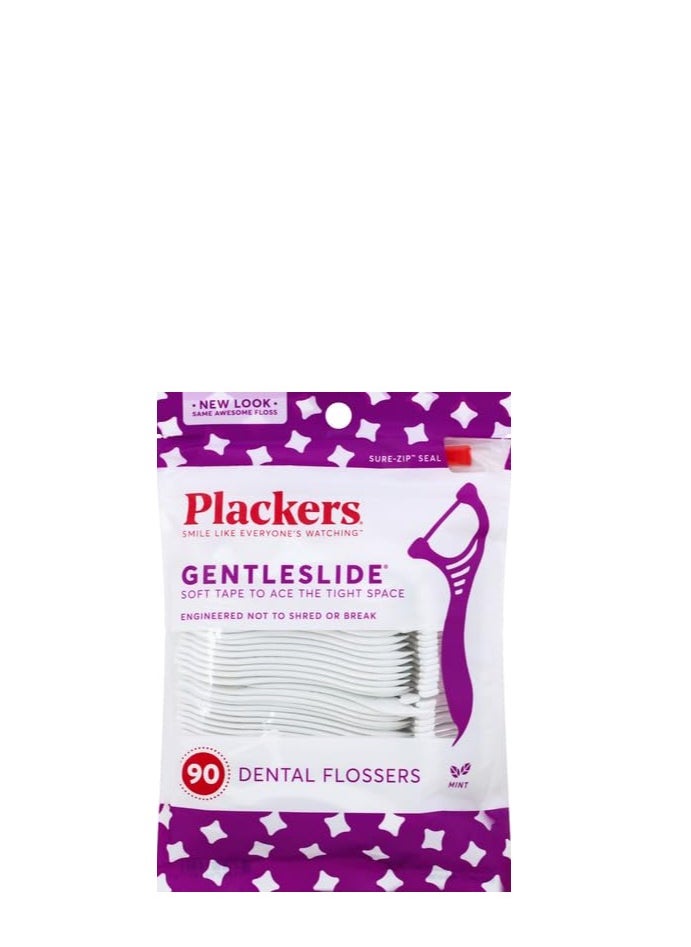 Plackers 3 in 1 Dental Floss Picks 90 Pcs Mint flavored flosser with tongue cleaner and toothpick for fresh breath and healthy gums