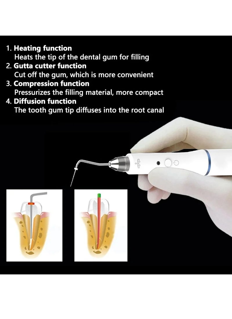 Dental Cordless Wireless Gutta Percha Obturation System Endo Heated Pen 2 Tips Wireless for Root Canal Filling Obturation Filling