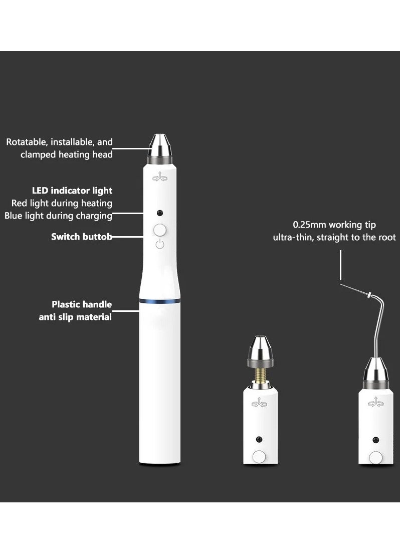 Dental Cordless Wireless Gutta Percha Obturation System Endo Heated Pen 2 Tips Wireless for Root Canal Filling Obturation Filling