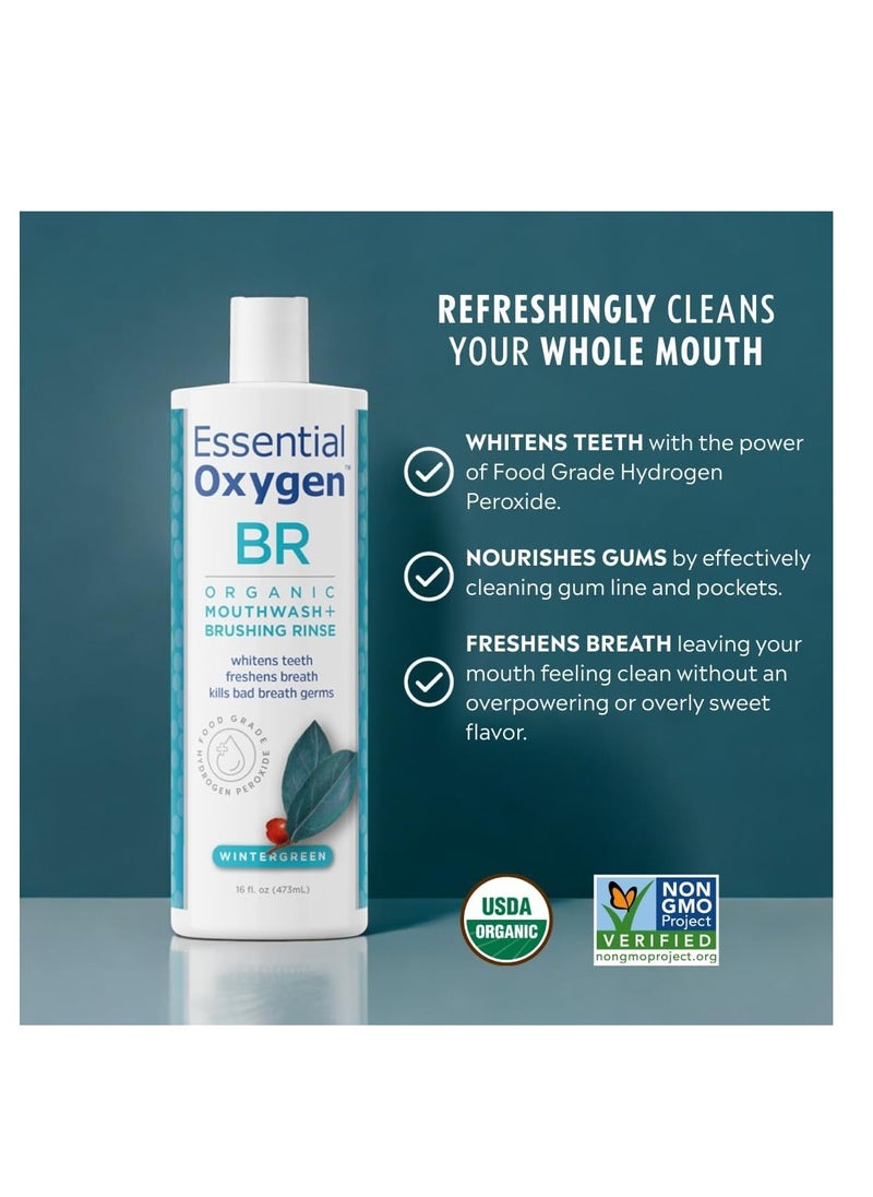 Essential Oxygen BR Organic Mouthwash + Brushing Rinse Wintergreen 16 fl.oz 473ml