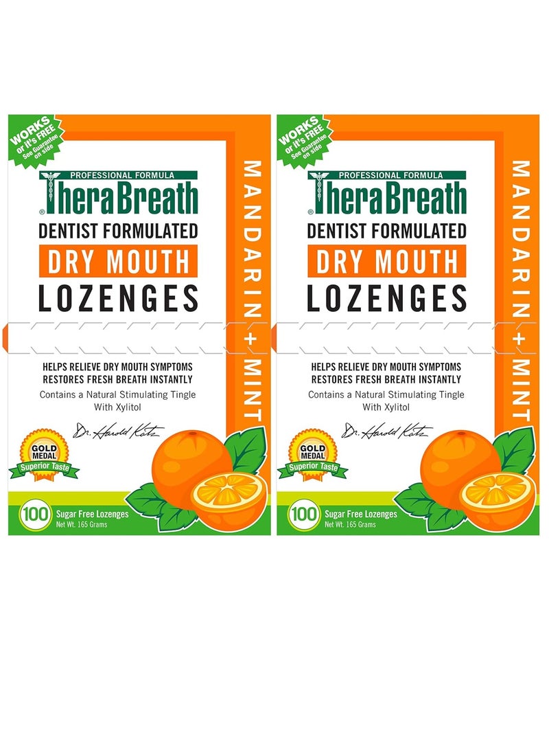 TheraBreath Dry Mouth Lozenges with Zinc, 100 Lozenges, Mandarin Mint, 100 Count (Pack of 2)