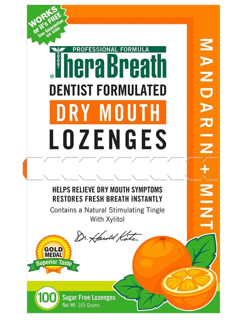 TheraBreath Dry Mouth Lozenges with Zinc, 100 Lozenges, Mandarin Mint, 100 Count (Pack of 2)