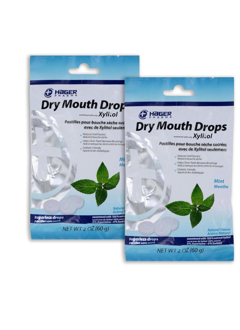 Hager Pharma Dry Mouth Drops - Mint - Gluten Free - 2 oz (Pack of 2)