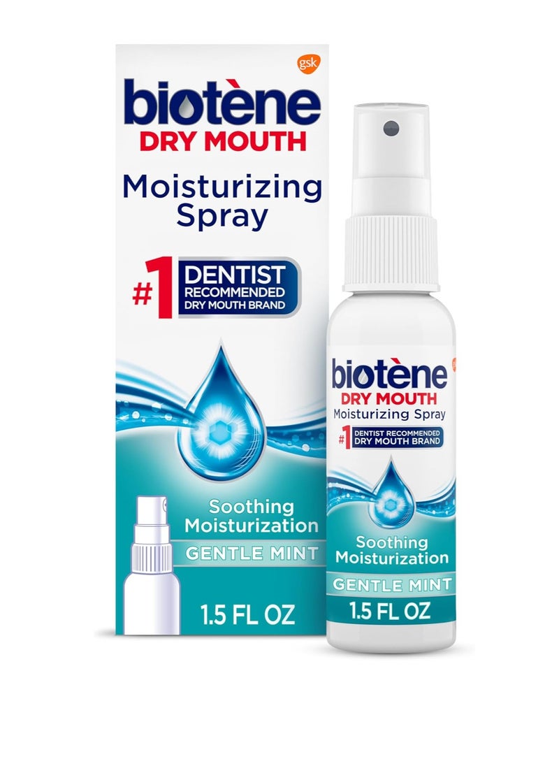 biotène Moisturizing Dry Mouth Spray, Moisturizing Spray for Dry Mouth and Bad Breath, Gentle Mint - 1.5 Fl Oz