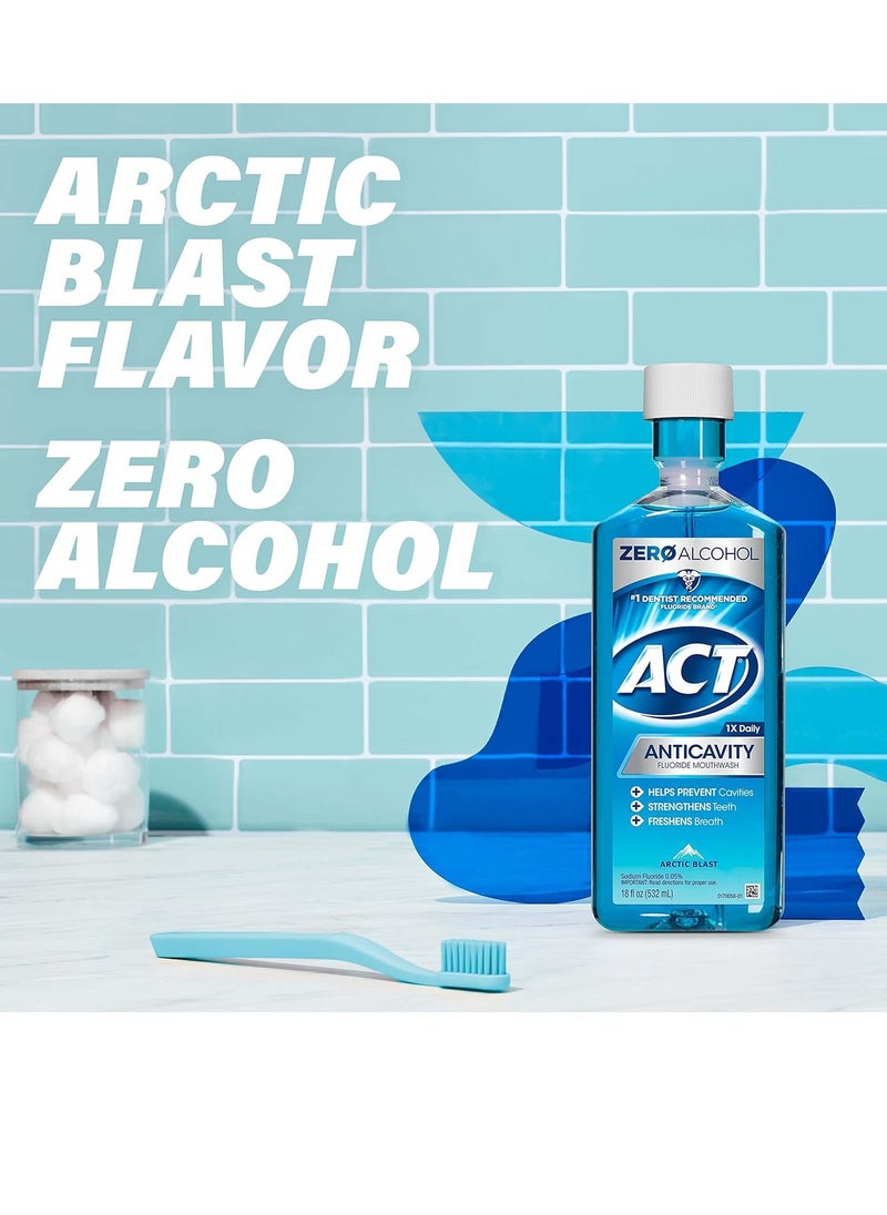 ACT Anticavity Fluoride Mouthwash With Zero Alcohol, Arctic Blast, 18 fl. oz.