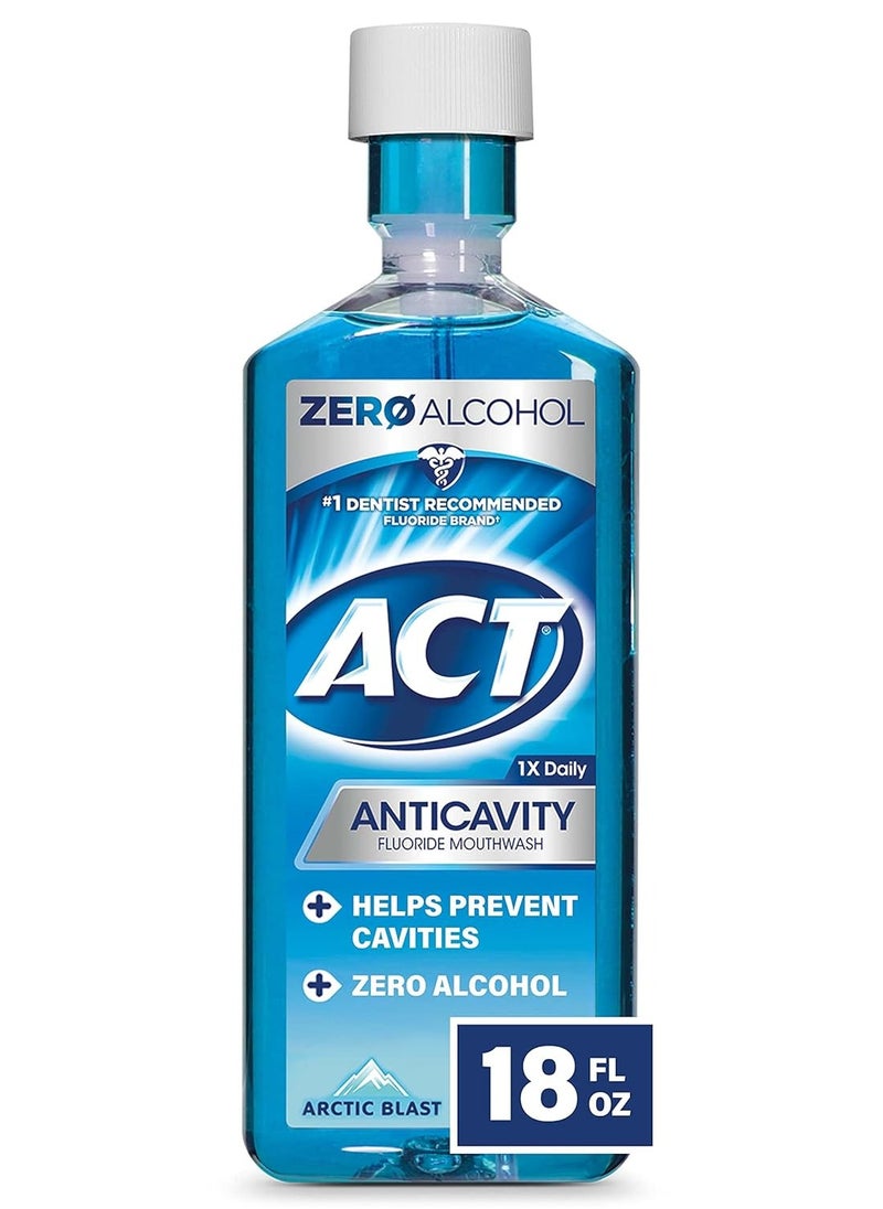 ACT Anticavity Fluoride Mouthwash With Zero Alcohol, Arctic Blast, 18 fl. oz.