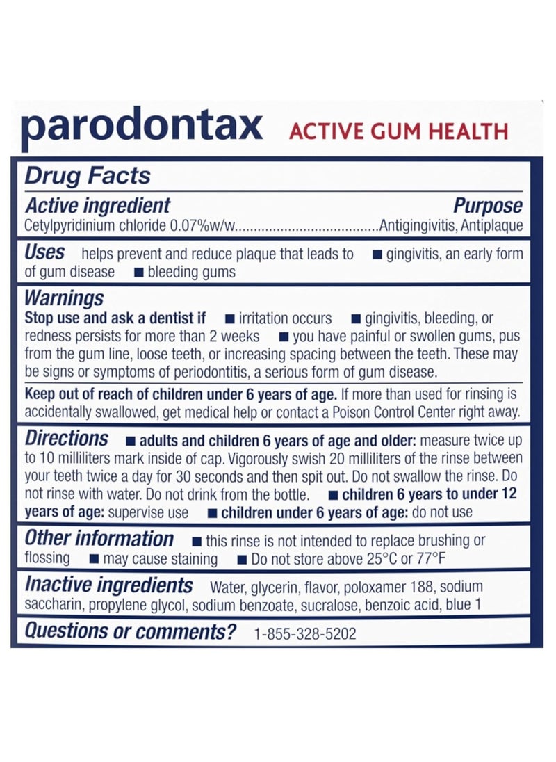 Parodontax Active Gum Health Mouthwash, Antiplaque and Antigingivitis Mouthwash, Mint, 3x16.9 Fl Oz