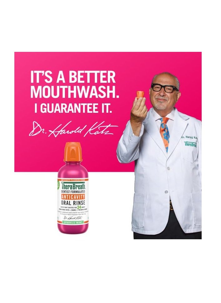 TheraBreath Anticavity Fluoride Mouthwash, Sparkle Mint, Dentist Formulated, 16 Fl Oz (2-Pack).