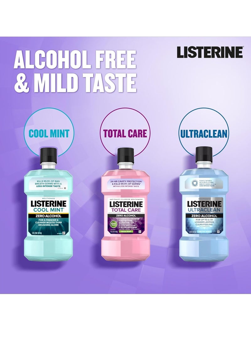 Listerine Total Care Anticavity Fluoride Mouthwash, Kills 99.9% of Germs That Cause Bad Breath and Prevents Cavities, Fresh Mint Flavor, 1L (Pack of 2)