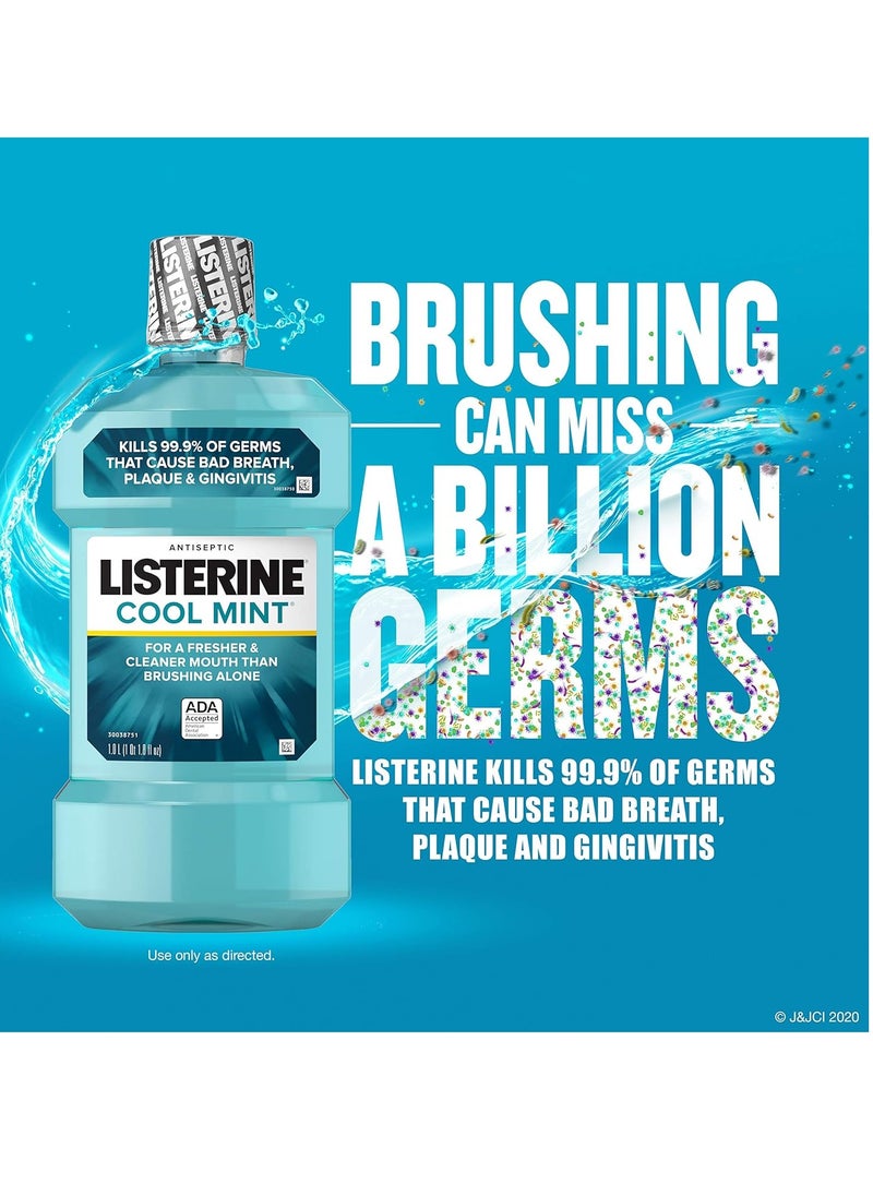 Listerine Cool Mint Antiseptic Mouthwash for Bad Breath, Plaque and Gingivitis, 250 ml