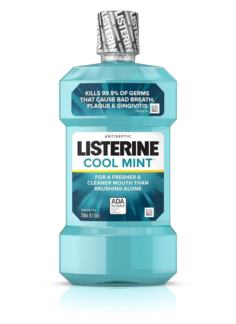 Listerine Cool Mint Antiseptic Mouthwash for Bad Breath, Plaque and Gingivitis, 250 ml