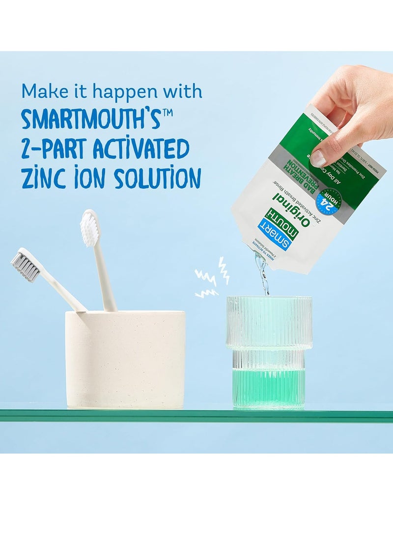 SmartMouth Original Activated Mouthwash - Adult Mouthwash for Fresh Breath - Oral Rinse for 24-Hour Bad Breath Relief with Twice Daily Use - Fresh Mint Flavor, 0.4 fl oz (10 Travel Packs)