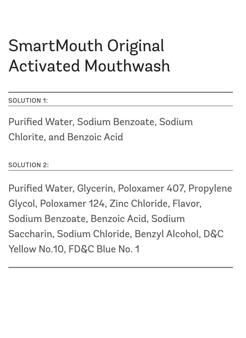 SmartMouth Original Activated Mouthwash - Adult Mouthwash for Fresh Breath - Oral Rinse for 24-Hour Bad Breath Relief with Twice Daily Use - Fresh Mint Flavor, 0.4 fl oz (10 Travel Packs)