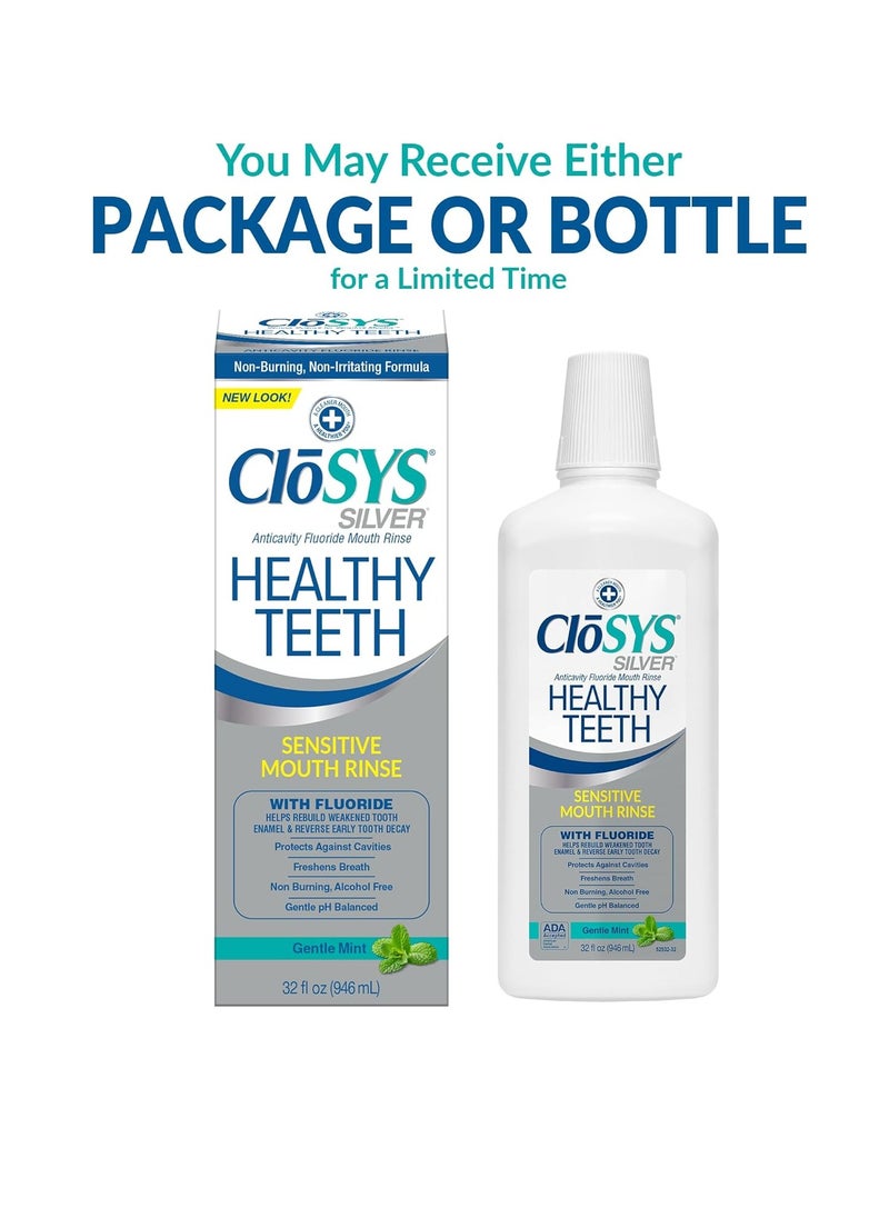 Closys Healthy Teeth Anti-Cavity Oral Rinse Mouthwash with Fluoride, Non-Burning, Non-Irritating – 32 Fl Oz