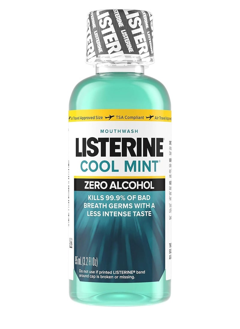 Listerine Zero Alcohol Mouthwash, Less Intense Alcohol-Free Oral Care Formula for Bad Breath, Cool Mint Flavor, 3.2 fl. oz