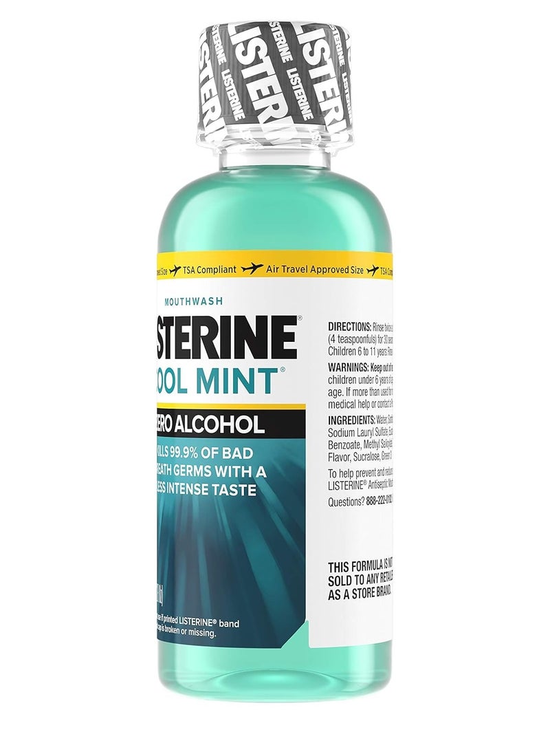 Listerine Zero Alcohol Mouthwash, Less Intense Alcohol-Free Oral Care Formula for Bad Breath, Cool Mint Flavor, 3.2 fl. oz