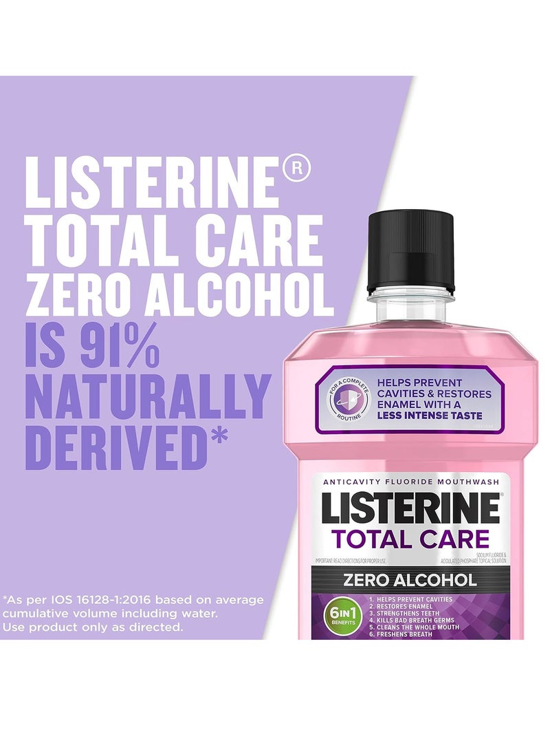 Listerine Total Care Zero Alcohol Anticavity Mouthwash, Bad Breath Treatment, Alcohol Free Mouthwash for Adults; Fresh Mint Flavor, 1 L, 2 Pack