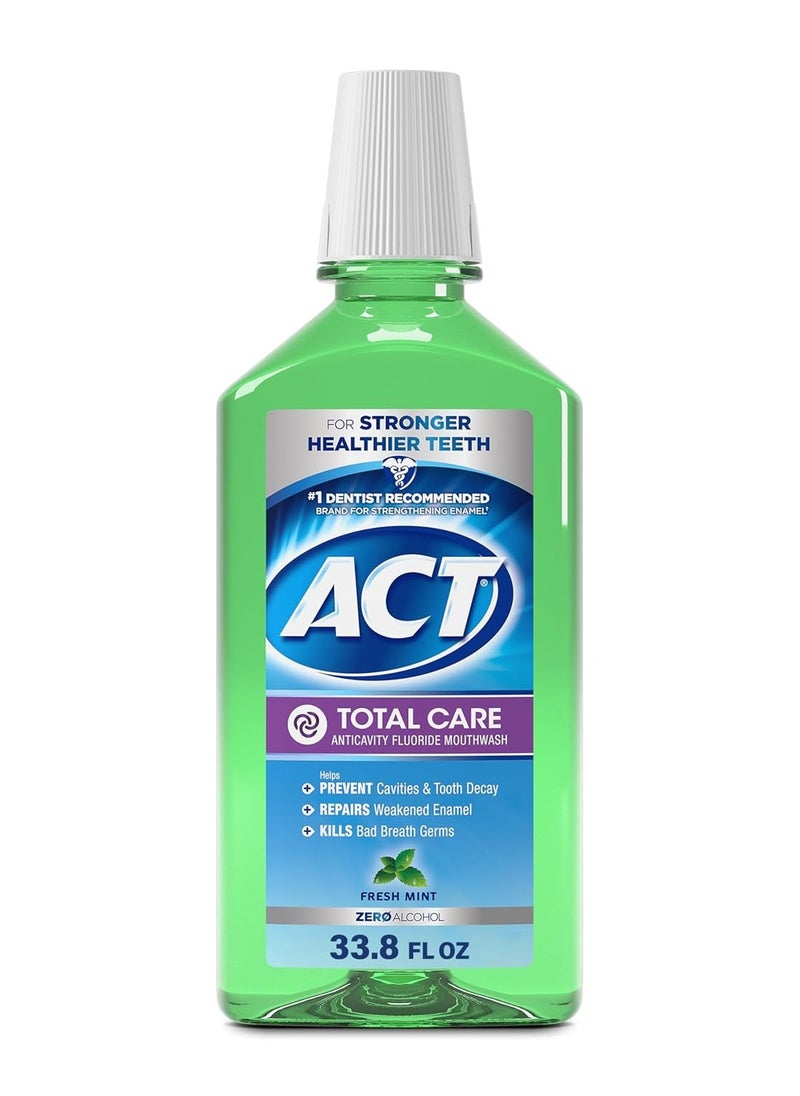 ACT Total Care Zero Alcohol Anticavity Fluoride Mouthwash 33.8 fl. oz. Fresh Mint