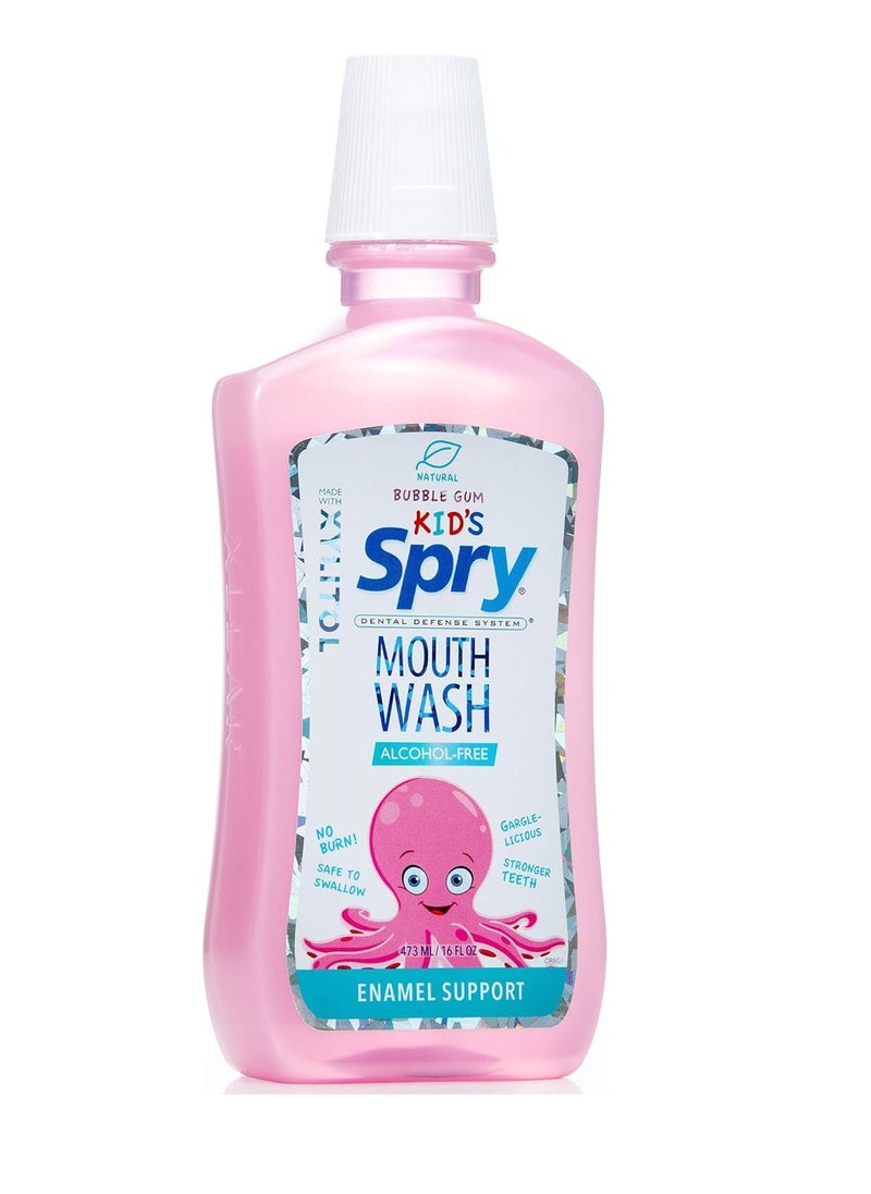 Spry Xylitol Mouthwash Fluoride Free with Enamel Support, Gentle, Natural Bubble Gum - 16 fl oz (Pack of 1)