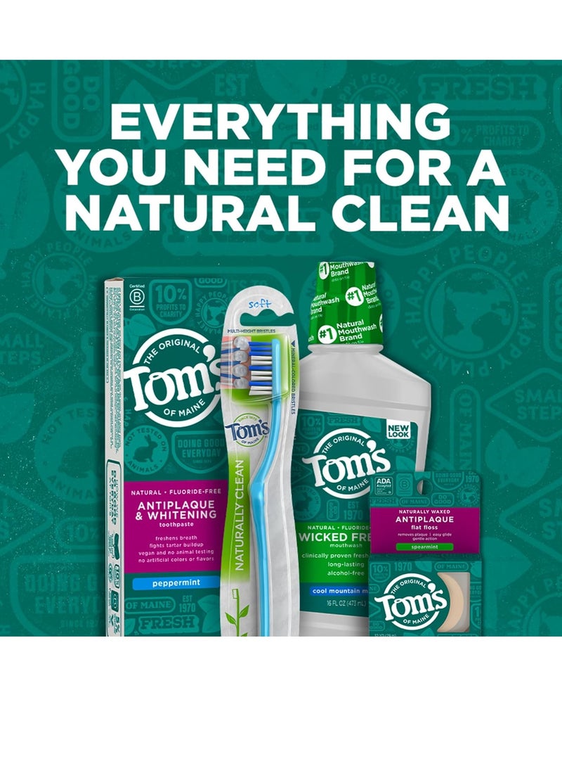 Tom's Of Maine Whole Care Natural Fluoride Mouthwash, Fresh Mint, 16 Oz (Pack of 3) (Packaging May Vary)