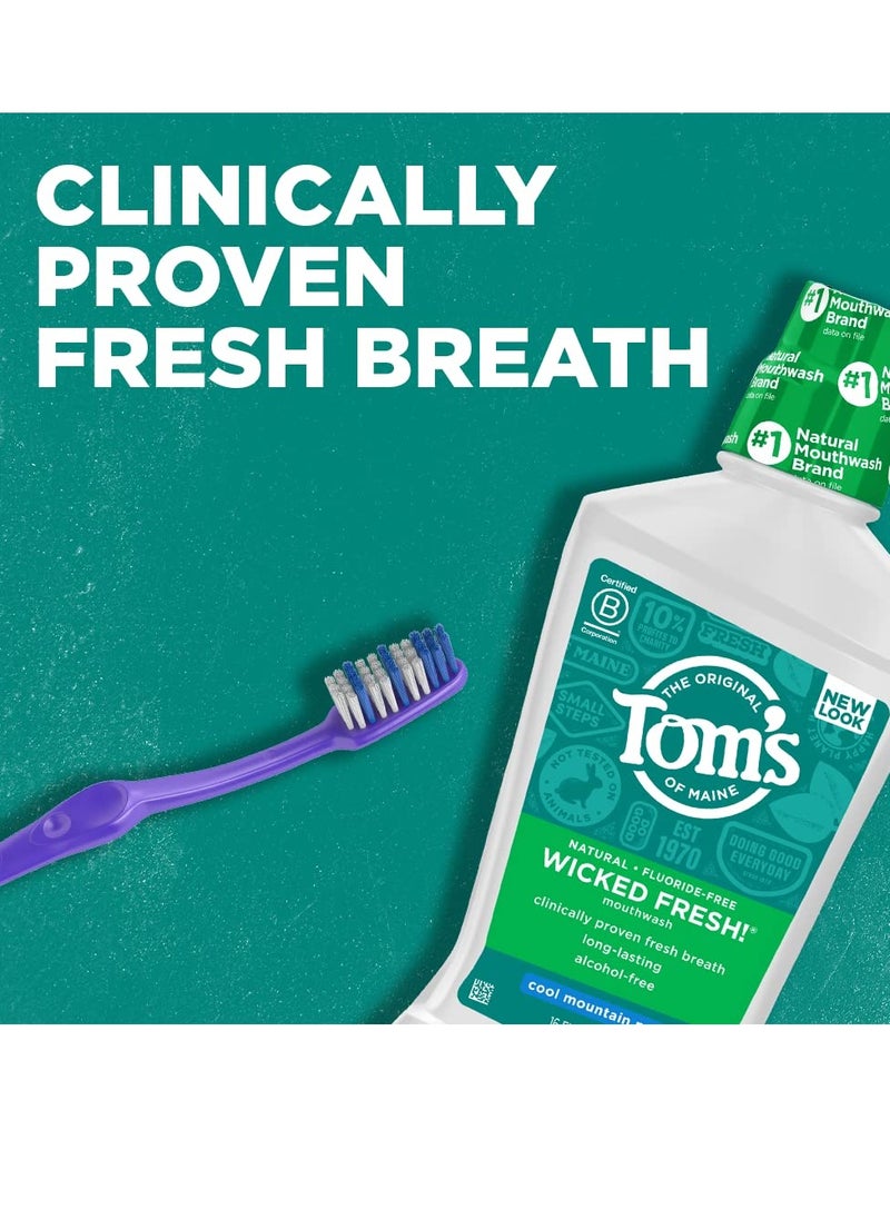 Tom's of Maine Natural Wicked Fresh Alcohol-Free Mouthwash, Cool Mountain Mint, 16 oz. 6-Pack (Packaging May Vary)