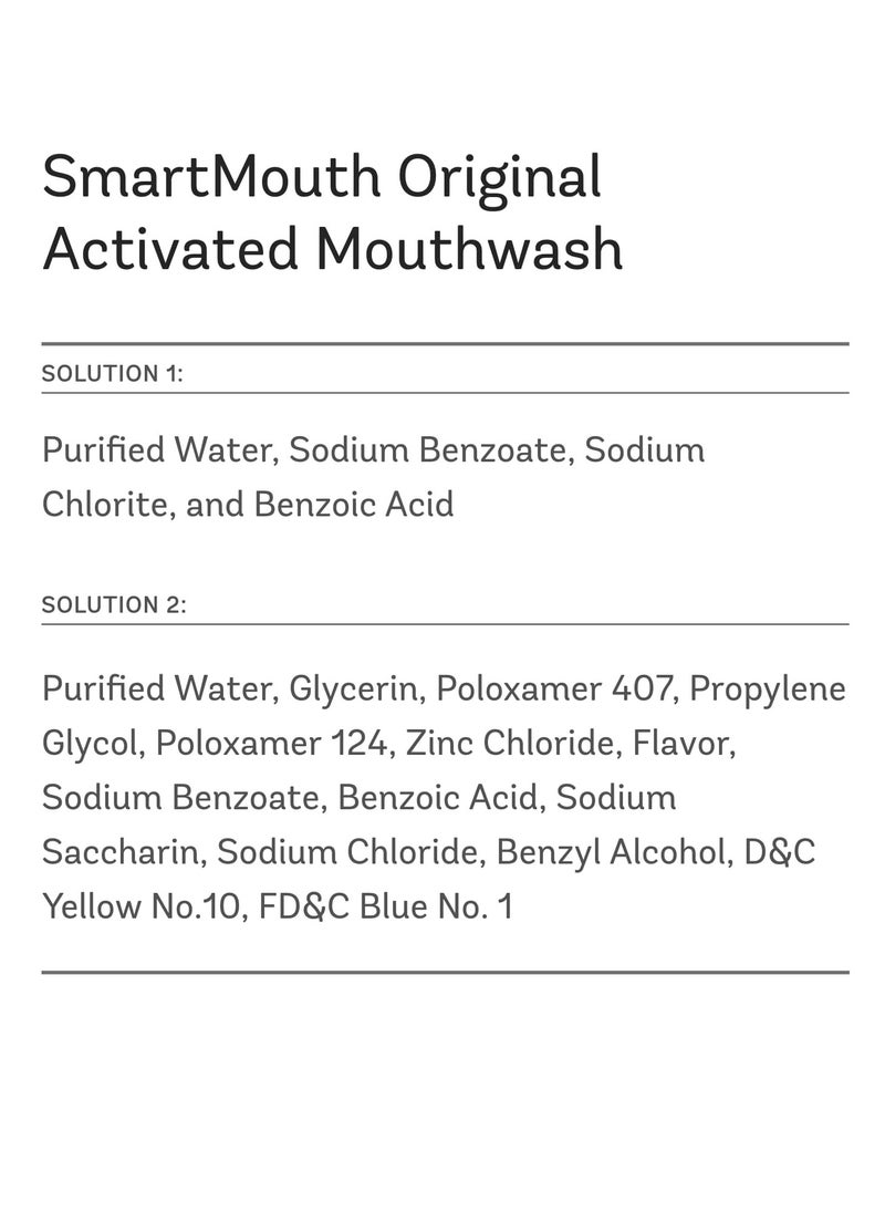 SmartMouth Original Activated Mouthwash - Adult Mouthwash for Fresh Breath - Oral Rinse for 24-Hour Bad Breath Relief with Twice Daily Use - Fresh Mint Flavor, 16 fl oz (2 Pack)