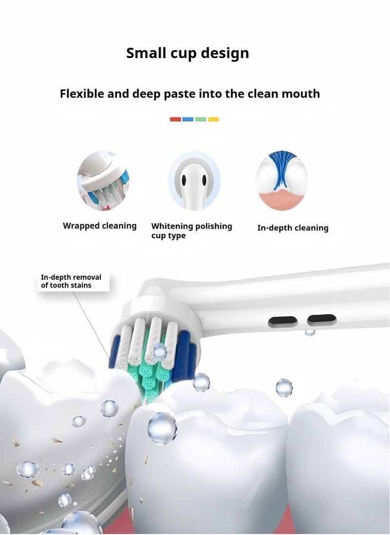 Pack Of 4 Precision Clean Electric Toothbrush Head White,Toothbrush Head EB20-4 With 2 Tooth Whitening Strips