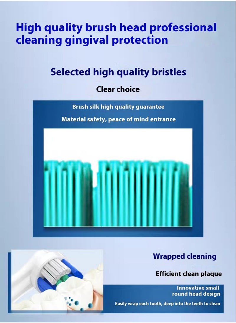 Pack Of 4 Precision Clean Electric Toothbrush Head White,Toothbrush Head EB20-4 With 2 Tooth Whitening Strips