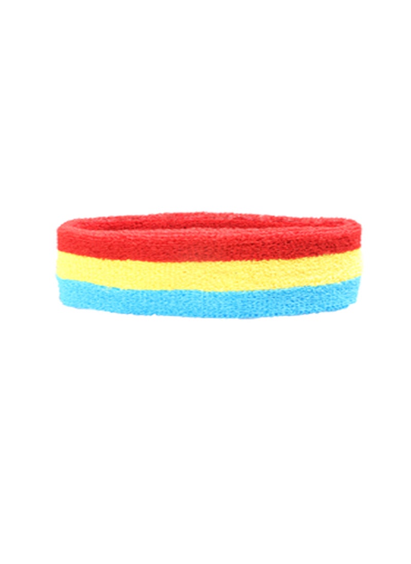 Rainbow Wrist Bracer Womens Sports Cotton Sweat-absorbent Towel Fashion Trend Running Sweat Wipe Headband Hair Band Wrist Square Dance Red yellow sky blue head with a pack