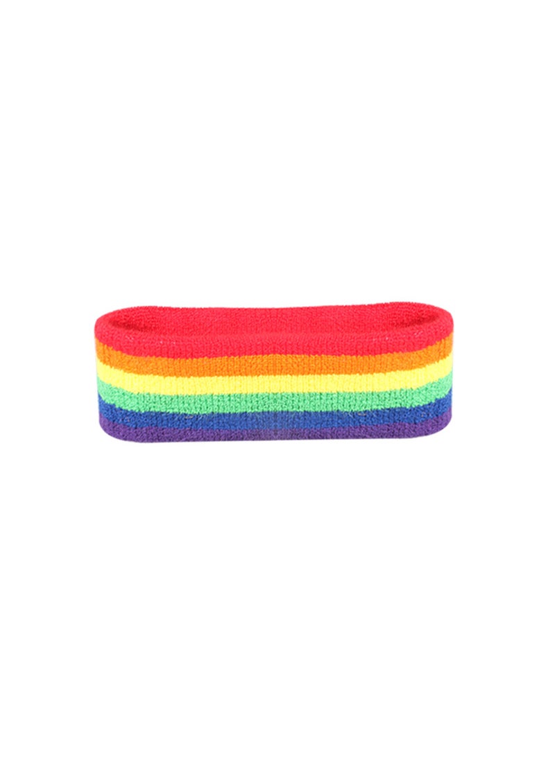 Rainbow Wrist Bracer Womens Sports Cotton Sweat-absorbent Towel Fashion Trend Running Sweat Wipe Headband Hair Band Wrist Square Dance A rainbow headband