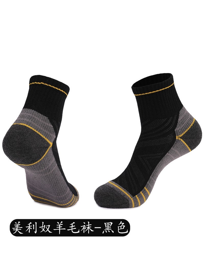 Thick Towel Bottom Hiking Socks Breathable Anti-Odor Merino x68 black Merino wool socks]