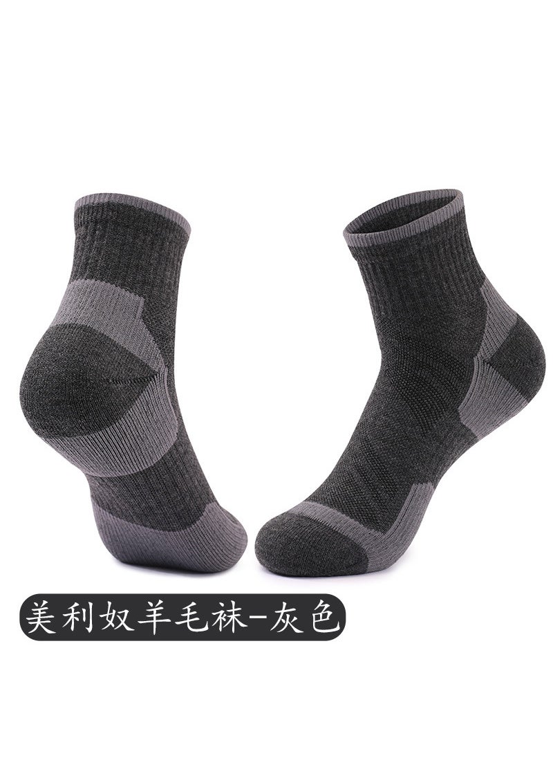 Thick Towel Bottom Hiking Socks Breathable Anti-Odor Merino x66 gray [merino wool socks]]