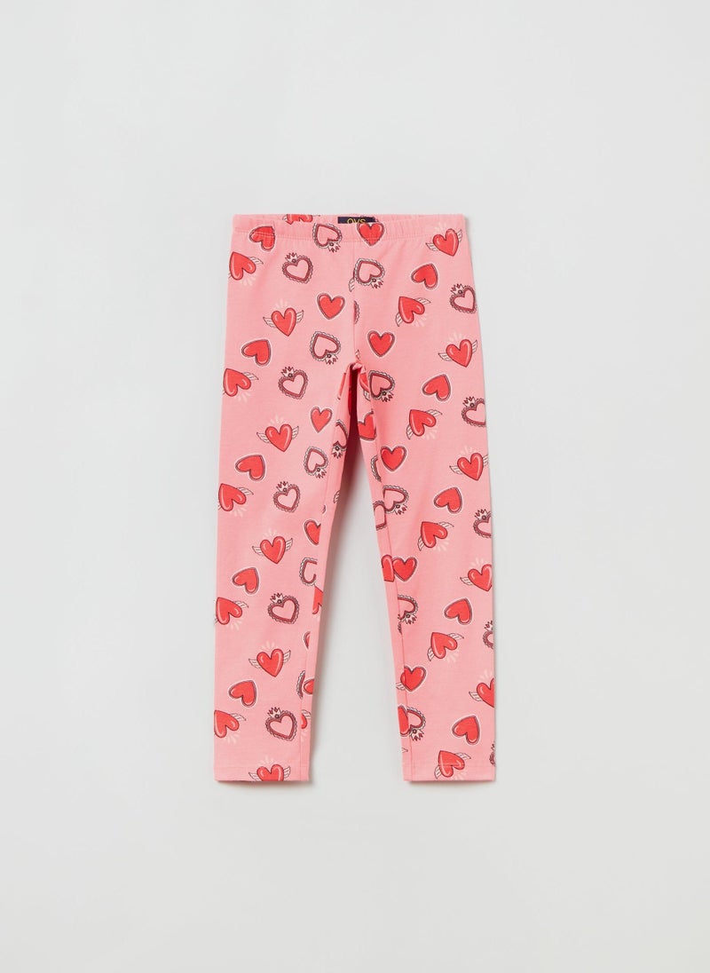 OVS Leggings In Stretch Cotton With Heart Print