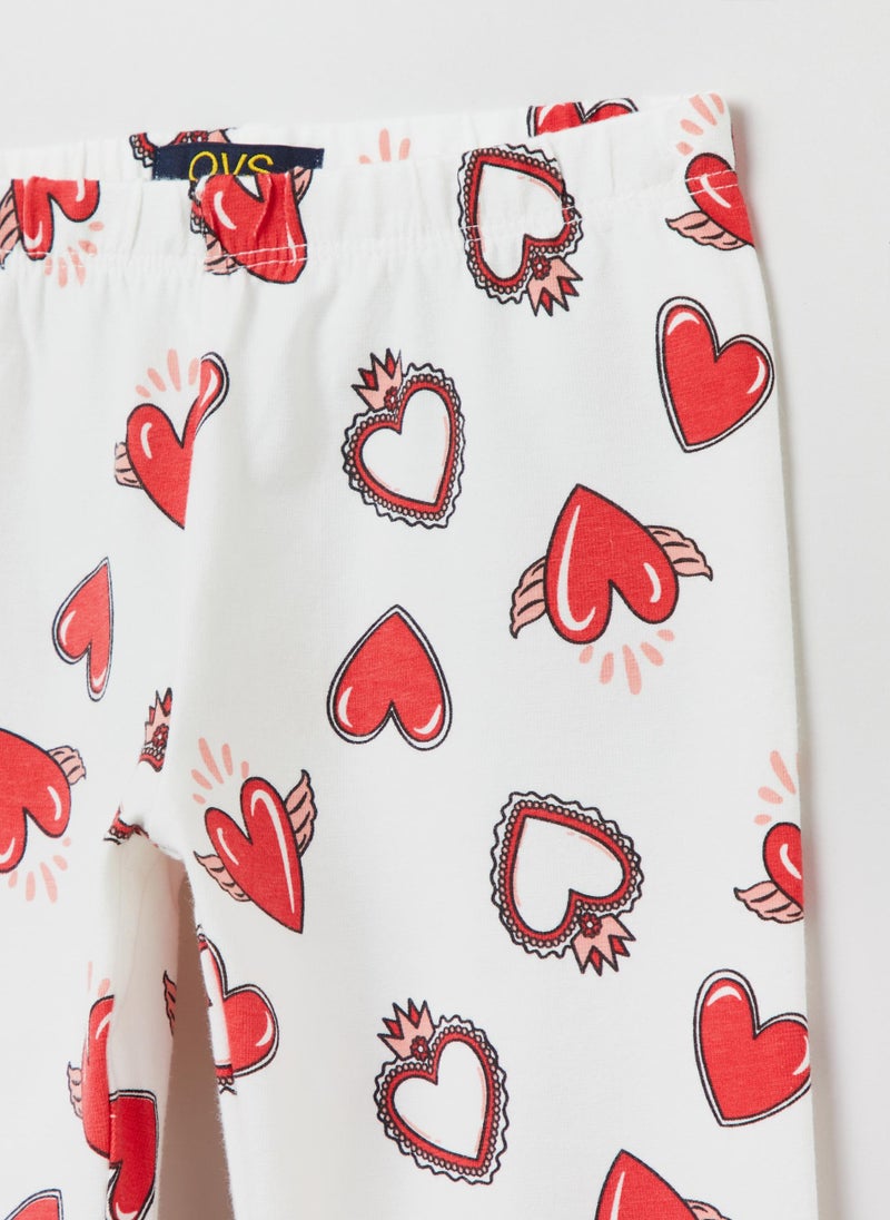 OVS Leggings In Stretch Cotton With Heart Print
