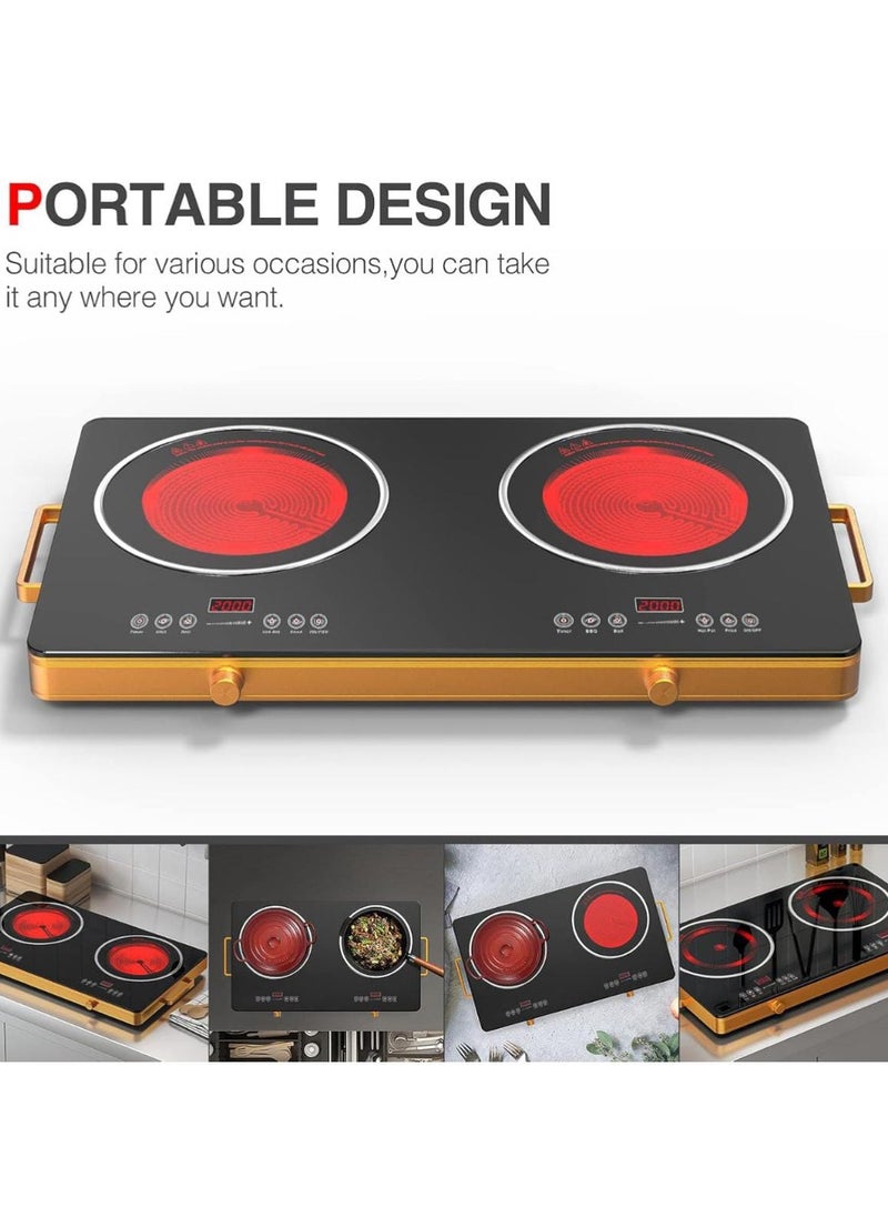 Double Infrared Cooker 3500W with Digital LED Display High Power Dual Burner Cooktop, Portable Electric Stove for Fast and Efficient Cooking with 4 Hour Timer Facility