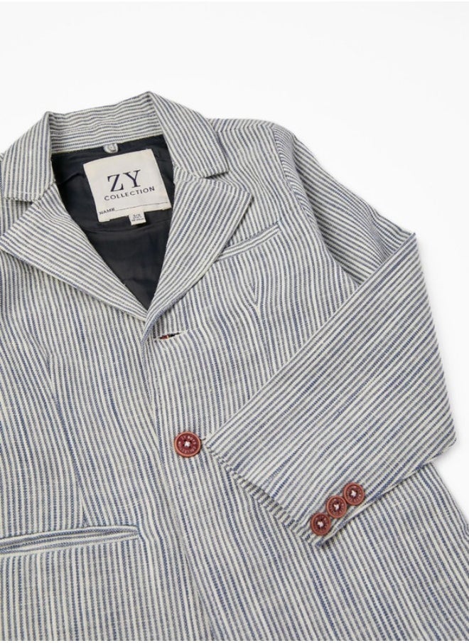 Zippy Striped Blazer In Cotton And Linen For Boys