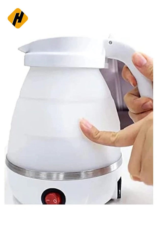 Travel Foldable Silicon Water Heater Jug Collapsible Mini Portable Electric Kettle (White)