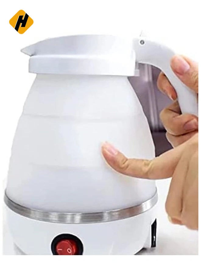 Travel Foldable Silicon Water Heater Jug Collapsible Mini Portable Electric Kettle (White)