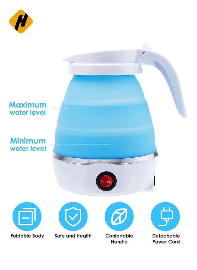 Travel Portable Foldable Electric Kettle Collapsible Water Boiler For Coffee Tea Fast Water Boiling 110V-220V 600ML Small Electric Kettle Travel Folding Water Boiler Portable Silicone Household