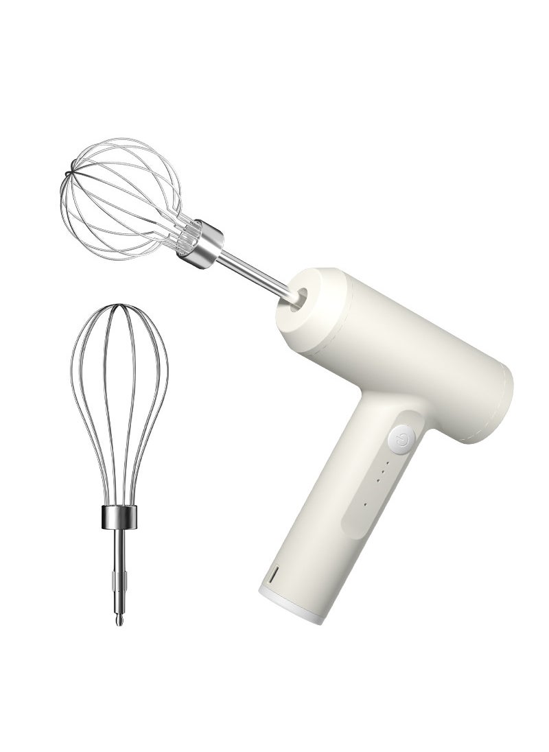 Wireless Mini Multifunctional Electric Egg Beater White big power (double head)