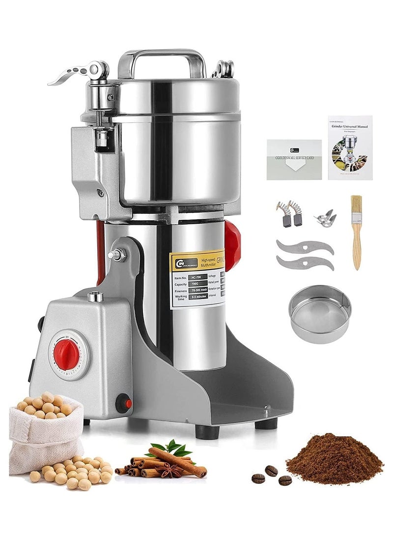 Grain Mill Grinder Electric 800g Commercial Spice Grinder 3800W High Power Spice Mill Stainless Steel Pulverizer Dry Grinder Grinding Machine For Household/Resturant/Hotel