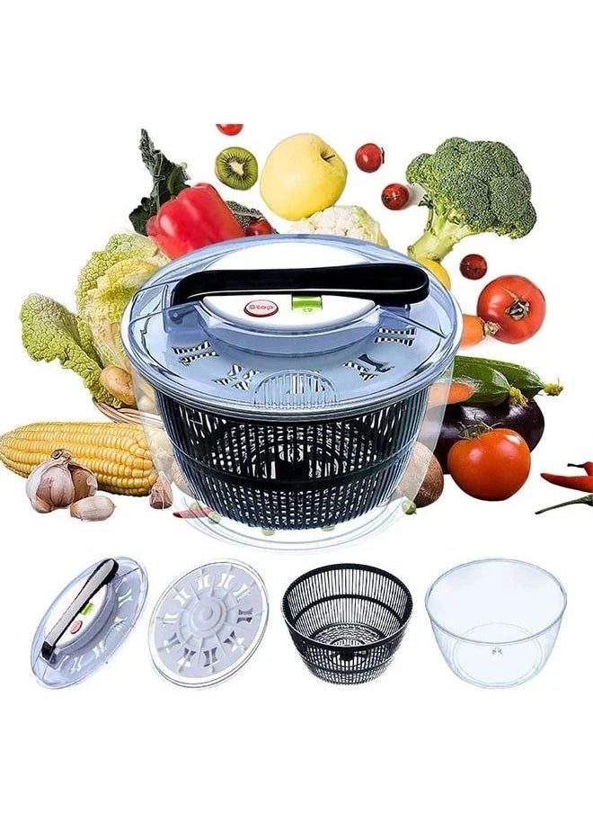 Salad Spinner Free-Manual Lettuce Dryer and Vegetable Washer, Draining Lettce and Vegetable with Ease, BPA Free Salad Spinner, For Salad Greens, Lettuce, Fruits and Vegetables/5L