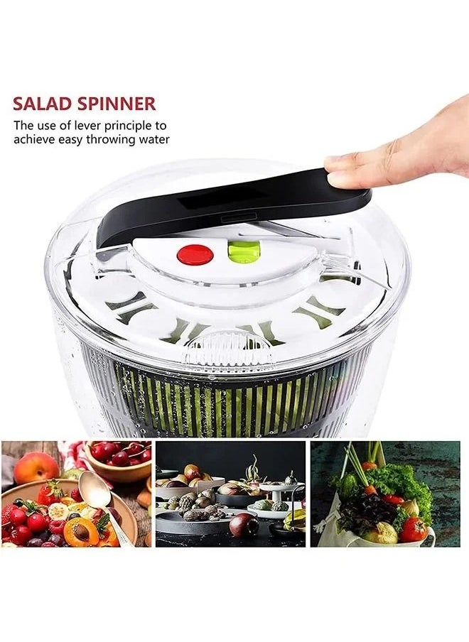 Salad Spinner Free-Manual Lettuce Dryer and Vegetable Washer, Draining Lettce and Vegetable with Ease, BPA Free Salad Spinner, For Salad Greens, Lettuce, Fruits and Vegetables/5L