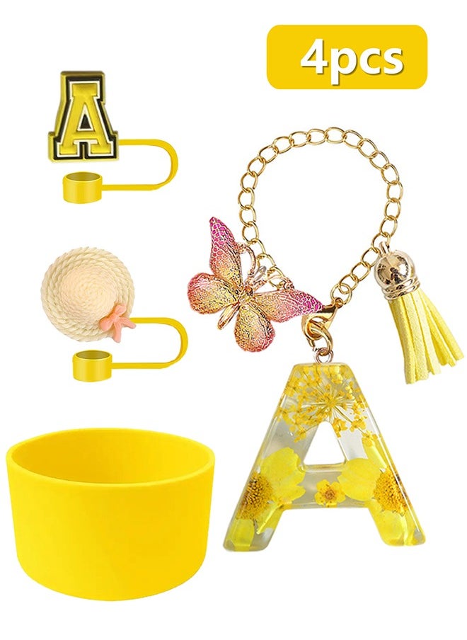 Cup Accessories for 30oz 40oz,  Decorations for Cup, Including 2Silicone Straw Cover Cap and Boot, Handle Charm(4PCS)