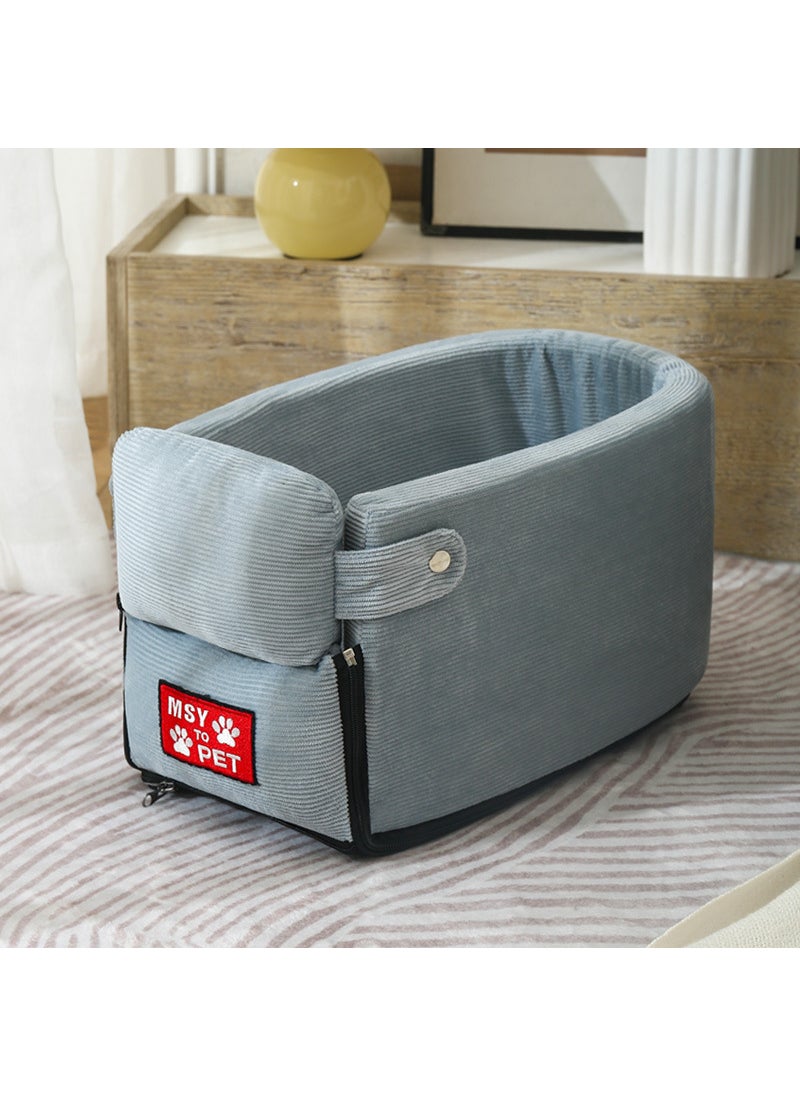 Dog Car Seat Safety Cushion Removable Washable Pet Bed Gray Blue U-shaped