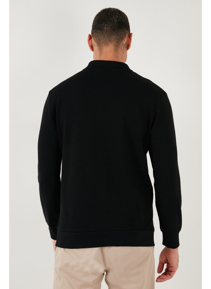 Cotton Regular Fit Half Zipper Polo Neck Sweat Men's Sweat 5905805