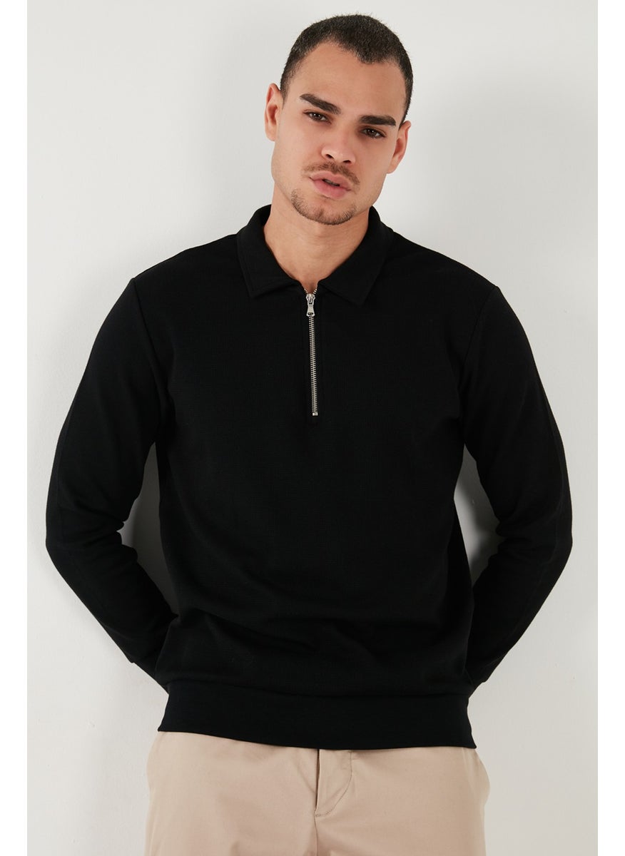 Cotton Regular Fit Half Zipper Polo Neck Sweat Men's Sweat 5905805