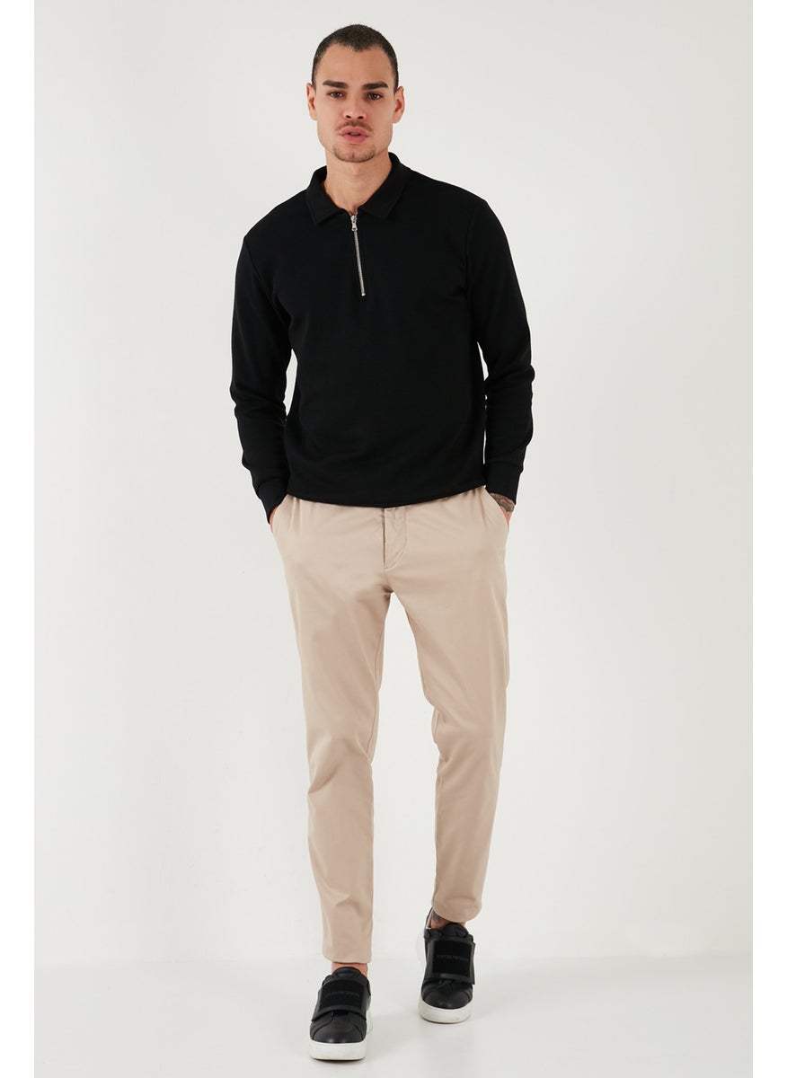Cotton Regular Fit Half Zipper Polo Neck Sweat Men's Sweat 5905805