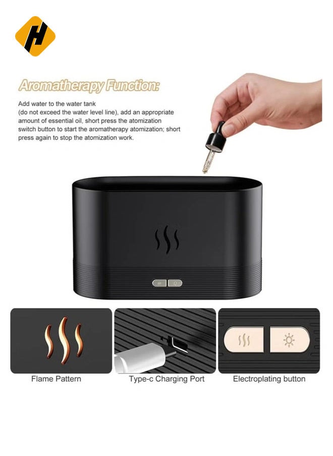 Flame Diffuser Humidifier, Ultra-Silent Cool Mist Air Fire Diffuser, 2 Brightness Night Light & Auto-Off, Essential Oil Aromatherapy Flame Humidifier Aroma Diffuser for Home, Office or Yoga